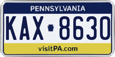PA license plate KAX8630