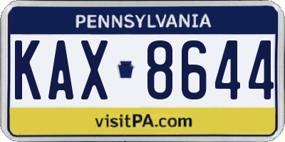 PA license plate KAX8644