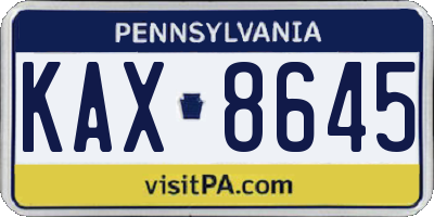 PA license plate KAX8645