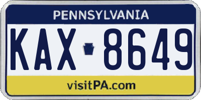 PA license plate KAX8649