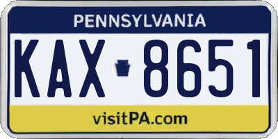 PA license plate KAX8651