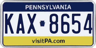 PA license plate KAX8654