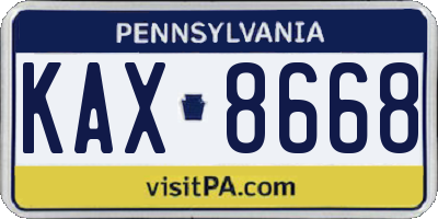 PA license plate KAX8668