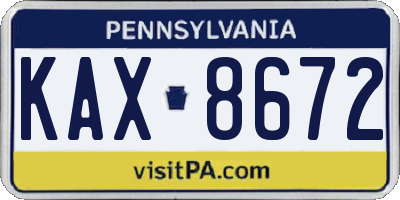 PA license plate KAX8672