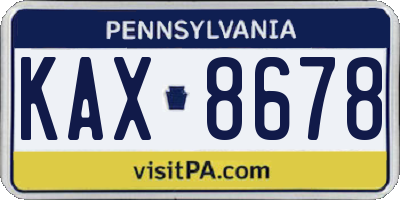 PA license plate KAX8678