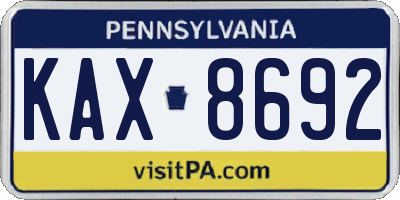 PA license plate KAX8692