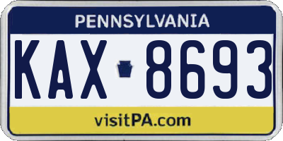 PA license plate KAX8693