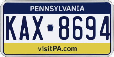 PA license plate KAX8694
