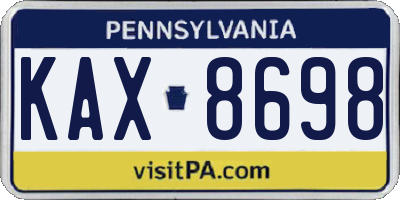 PA license plate KAX8698