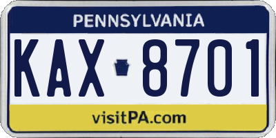 PA license plate KAX8701