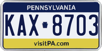 PA license plate KAX8703
