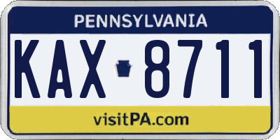 PA license plate KAX8711