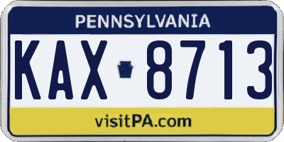 PA license plate KAX8713