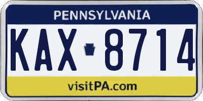 PA license plate KAX8714