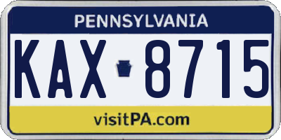 PA license plate KAX8715
