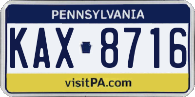 PA license plate KAX8716