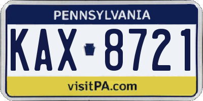 PA license plate KAX8721