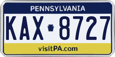 PA license plate KAX8727