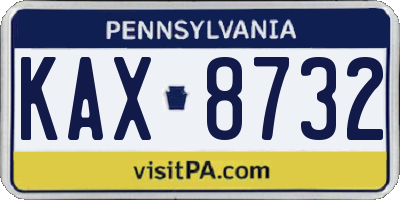PA license plate KAX8732