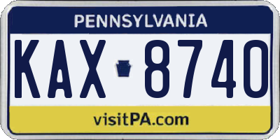 PA license plate KAX8740