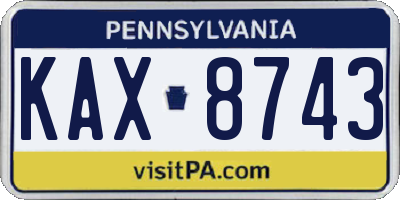 PA license plate KAX8743