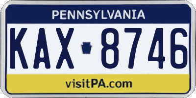 PA license plate KAX8746