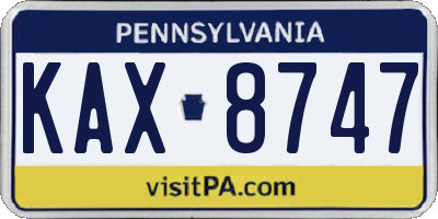 PA license plate KAX8747