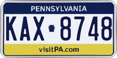 PA license plate KAX8748
