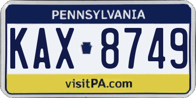 PA license plate KAX8749