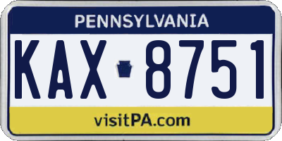 PA license plate KAX8751