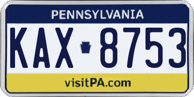 PA license plate KAX8753