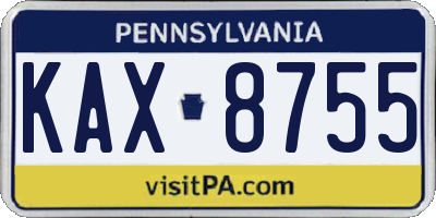 PA license plate KAX8755