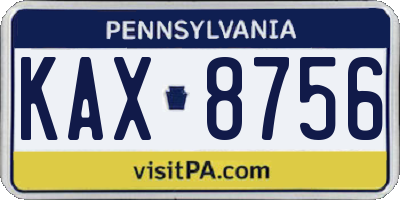 PA license plate KAX8756