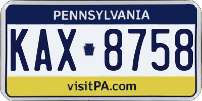 PA license plate KAX8758