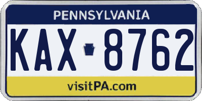 PA license plate KAX8762