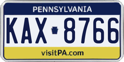 PA license plate KAX8766