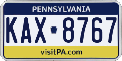 PA license plate KAX8767