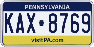 PA license plate KAX8769