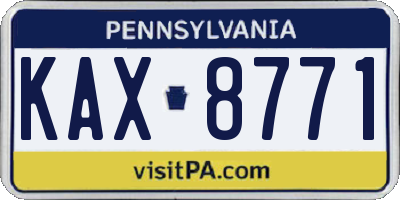 PA license plate KAX8771
