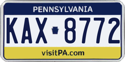 PA license plate KAX8772