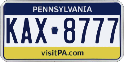 PA license plate KAX8777