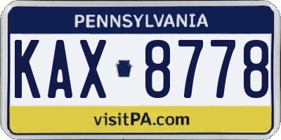 PA license plate KAX8778