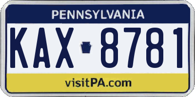 PA license plate KAX8781