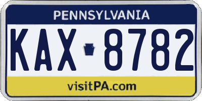 PA license plate KAX8782