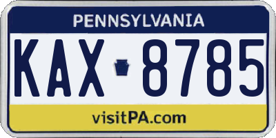 PA license plate KAX8785