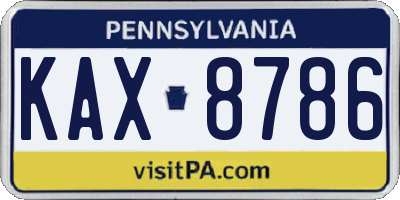 PA license plate KAX8786