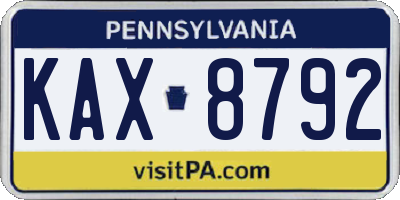 PA license plate KAX8792