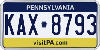 PA license plate KAX8793