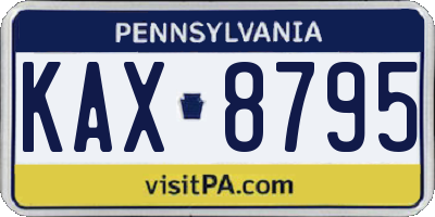 PA license plate KAX8795