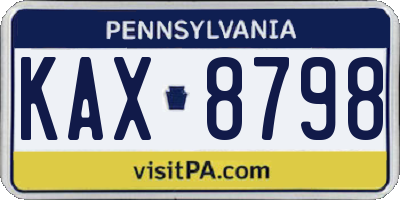PA license plate KAX8798